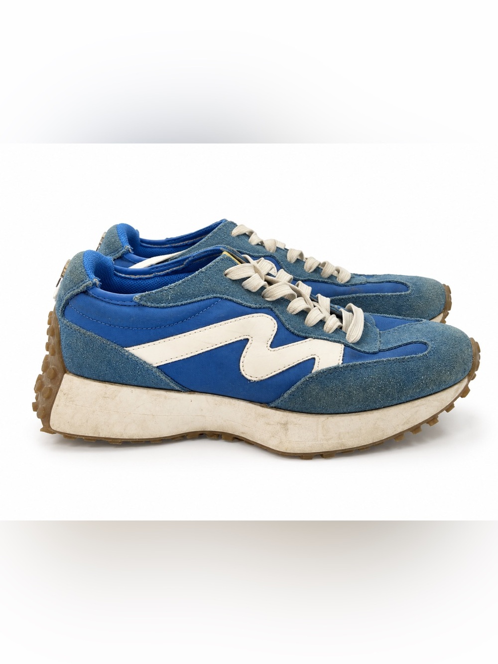 Steve Madden Campo Cobalt Blue Sawtooth Suede Retro Sneaker Women 7.5 Colorblock - Picture 3 of 13